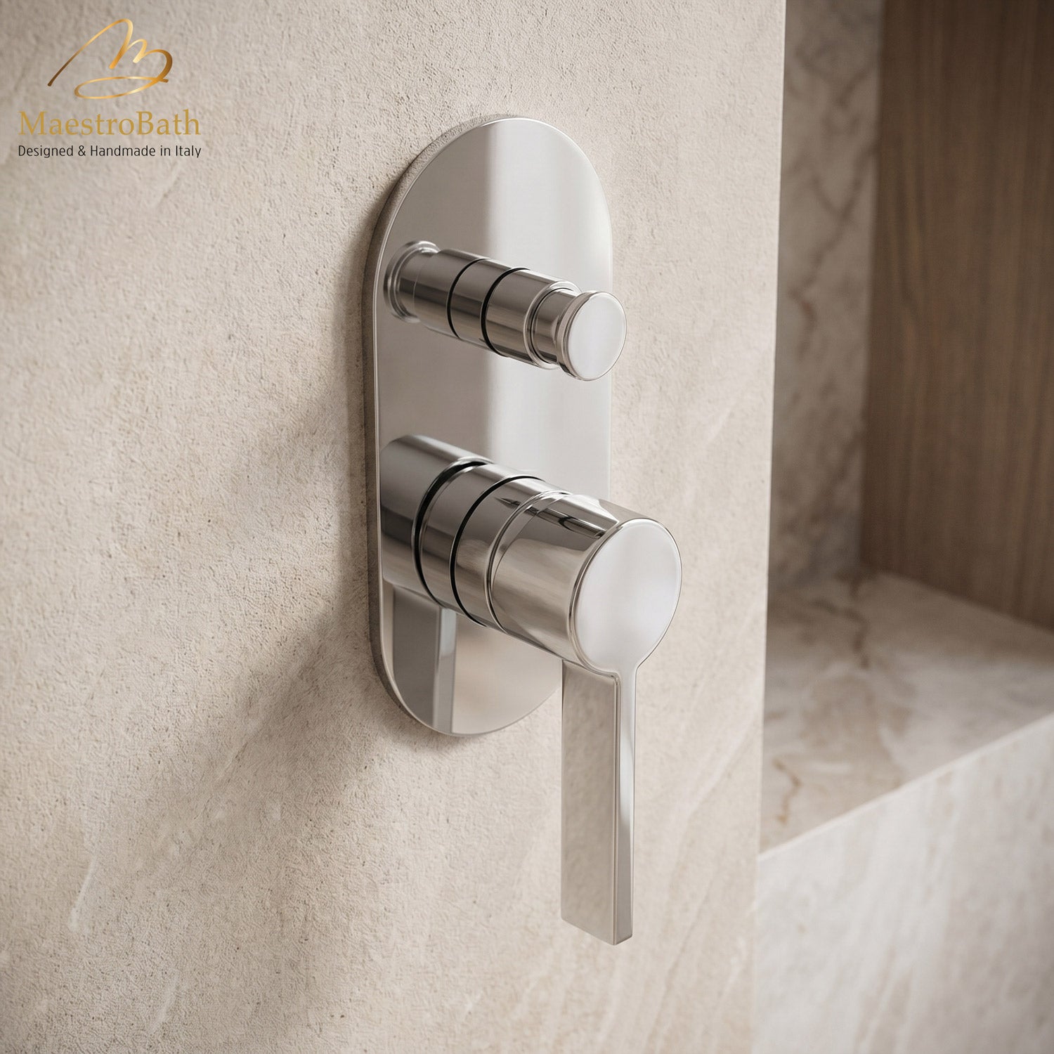 Mooi Thermostatic Concealed Bath & Shower With Diverter 2 Ways #color_Polished Chrome