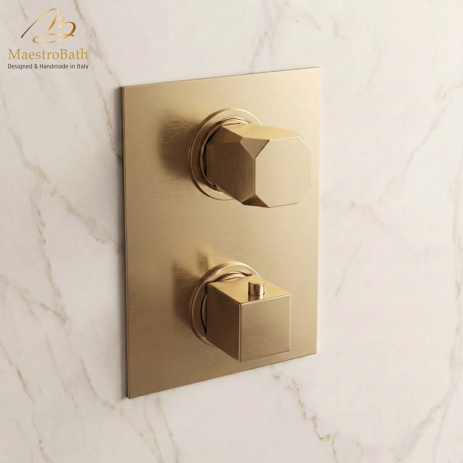 Ikon Thermostatic Concealed Bath & Shower With Diverter 2 Ways | Brushed Gold