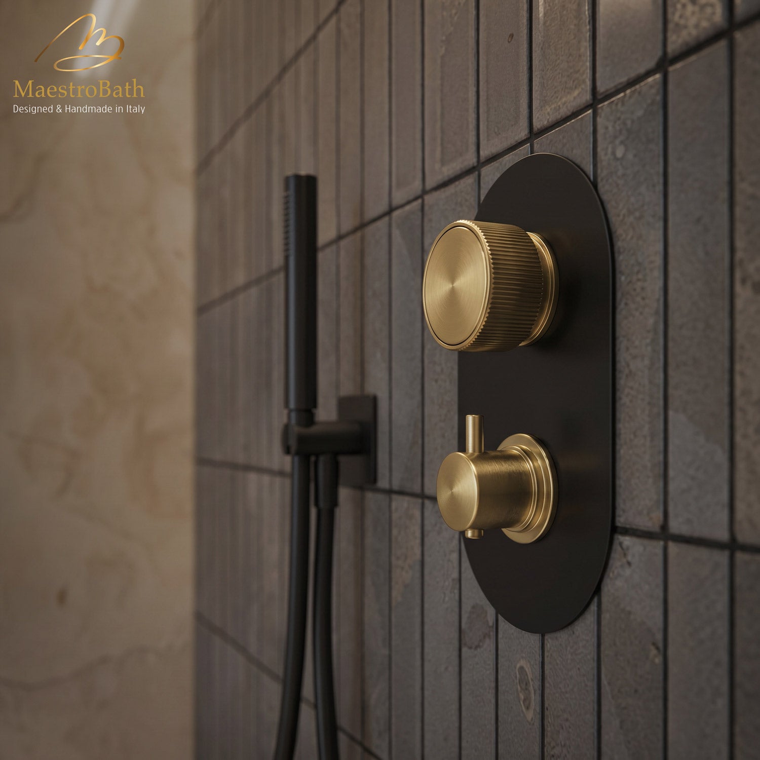 Primo Complete Shower Set #color_black and gold