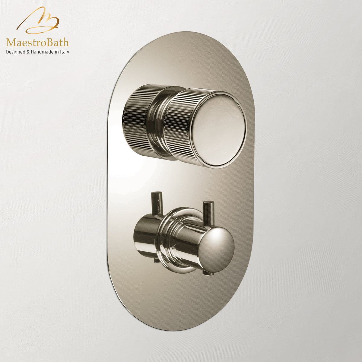 Primo Thermostatic Concealed Bath & Shower With Diverter 2 Ways, designer shower system handmade in Italy