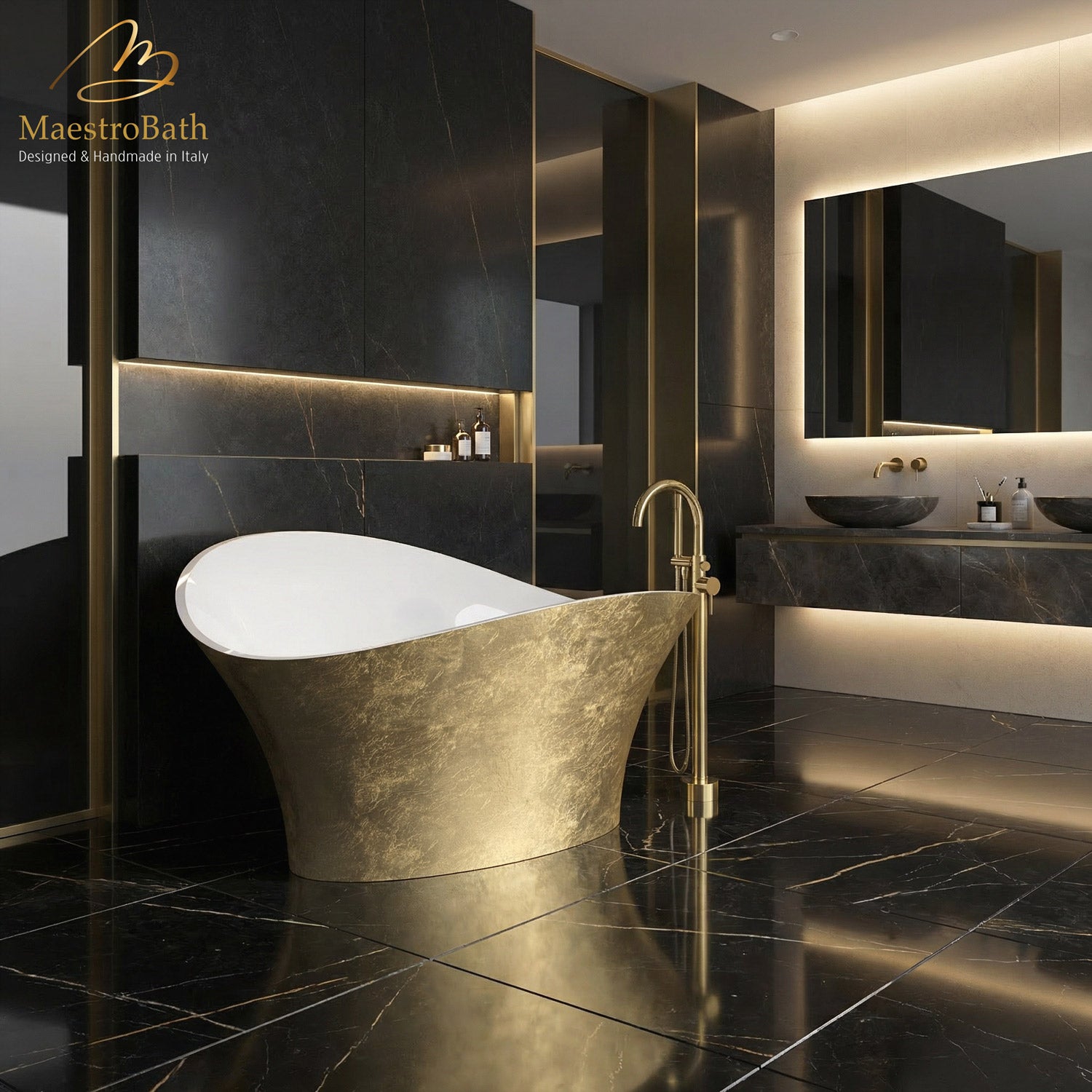 Calla Lily Contemporary Bathtub | Gold Leaf