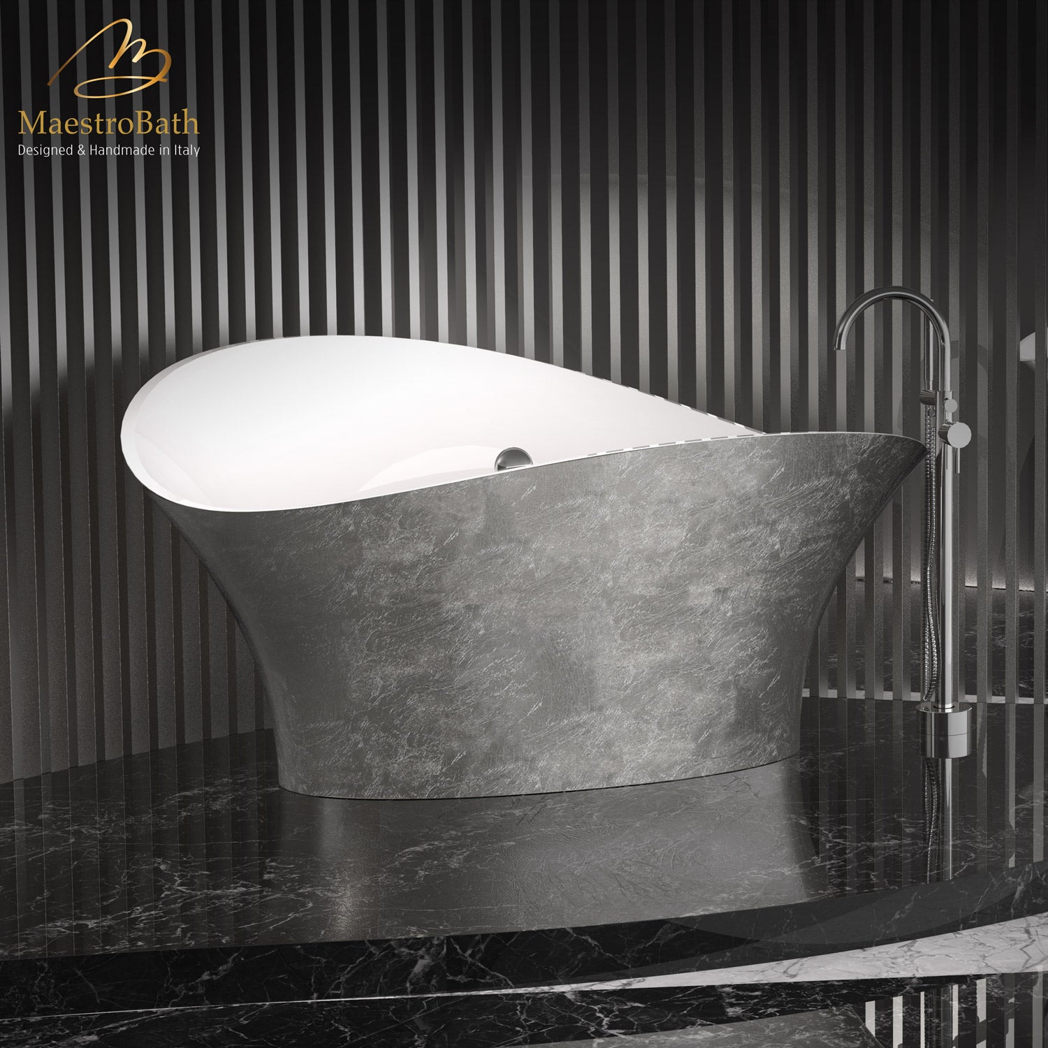 Calla Lily Contemporary Bathtub | Silver Leaf