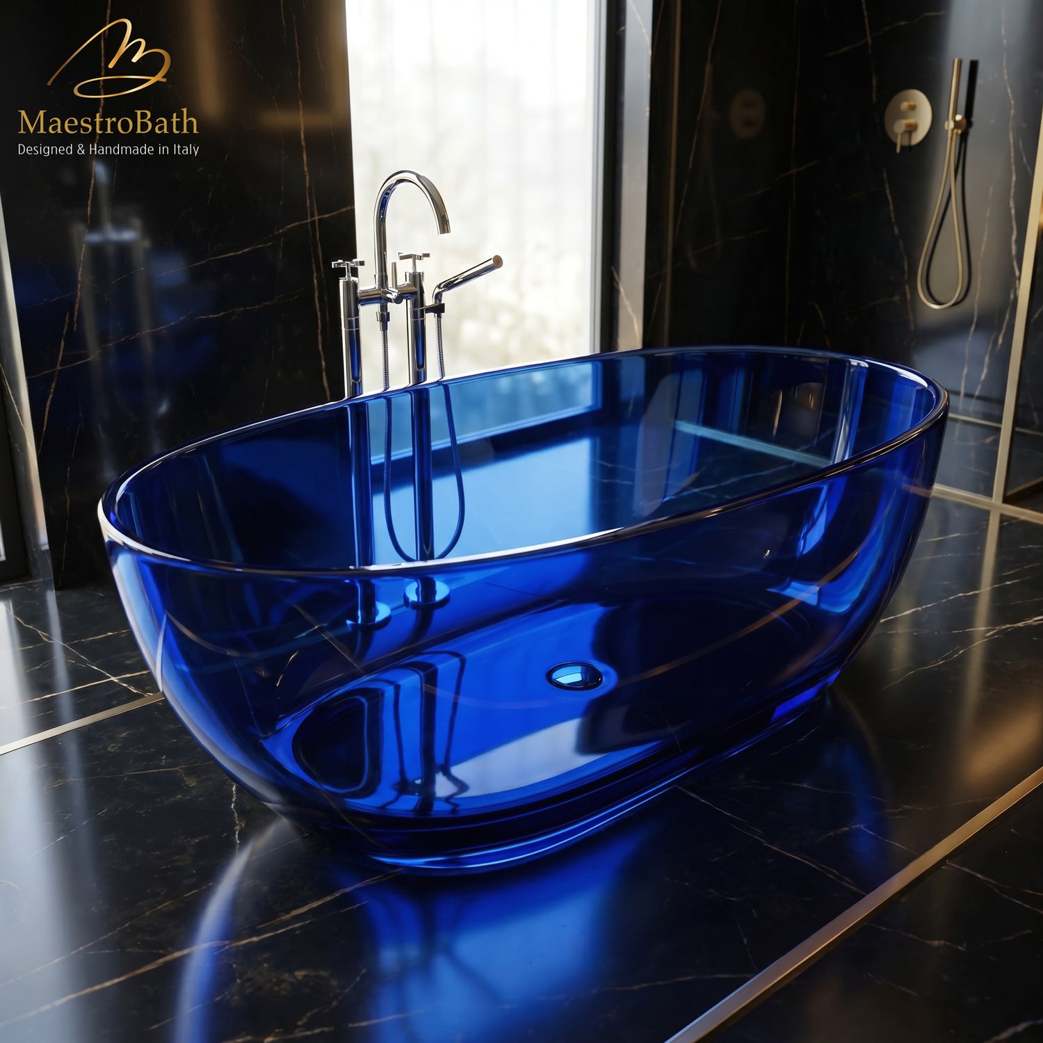 AURELIA Freestanding Bathtub | Cobalt Blue Translucent