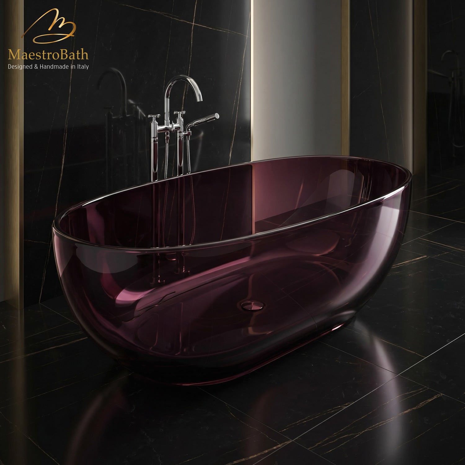 AURELIA Freestanding Bathtub | Purple Red Translucent