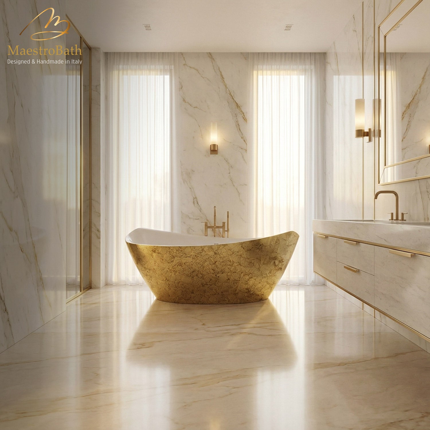 Nouh Luxury Freestanding Bathtub | Black and Gold