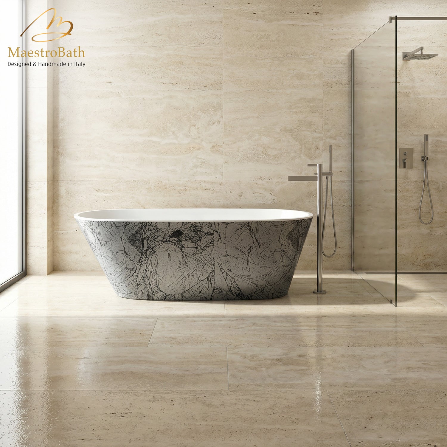 Sophia Luxury Freestanding Bathtub | Black and Silver