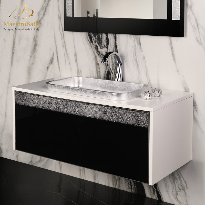 Rectangular Drop-in Bathroom Sink | Silver Leaf