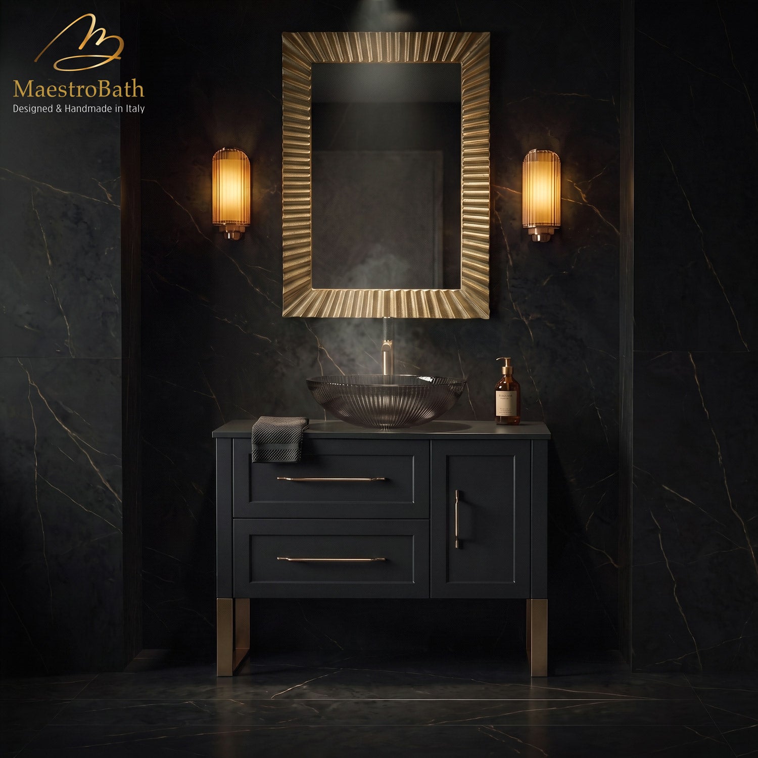 Antico 39 inch Bathroom Vanity, 39 inch wide, made of solid wood #color_black