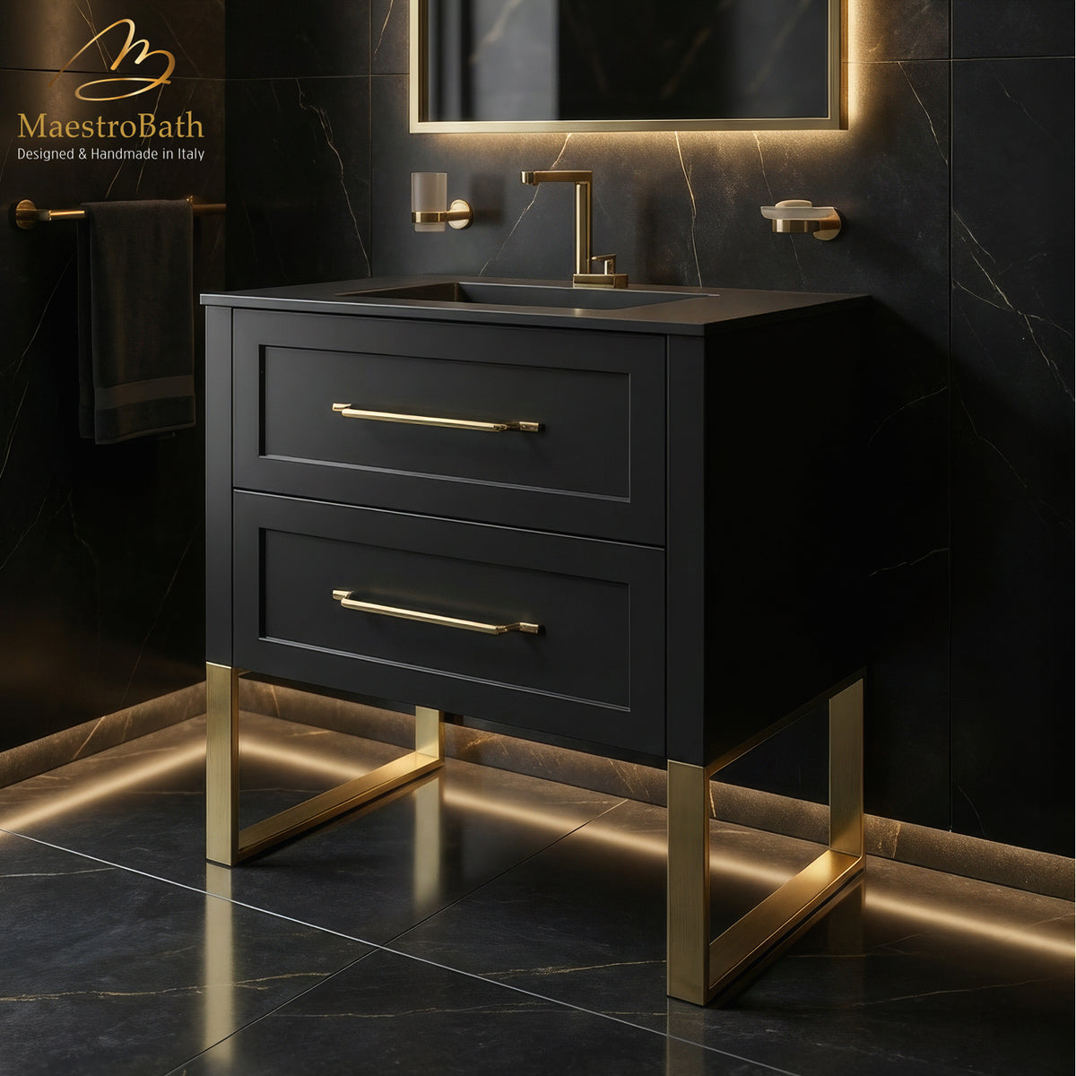 Antico 31 inch Bathroom Vanity, 31 inch wide, made of solid wood #color_black