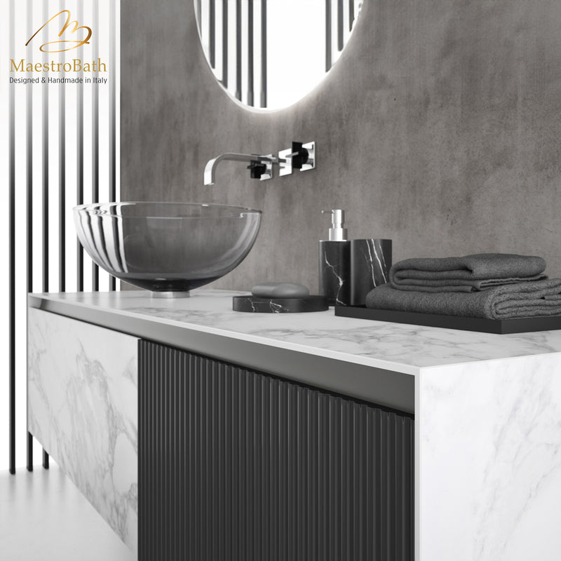 Cosmopolitan Luxury Wallmount Bathroom Vanity | White Calacatta