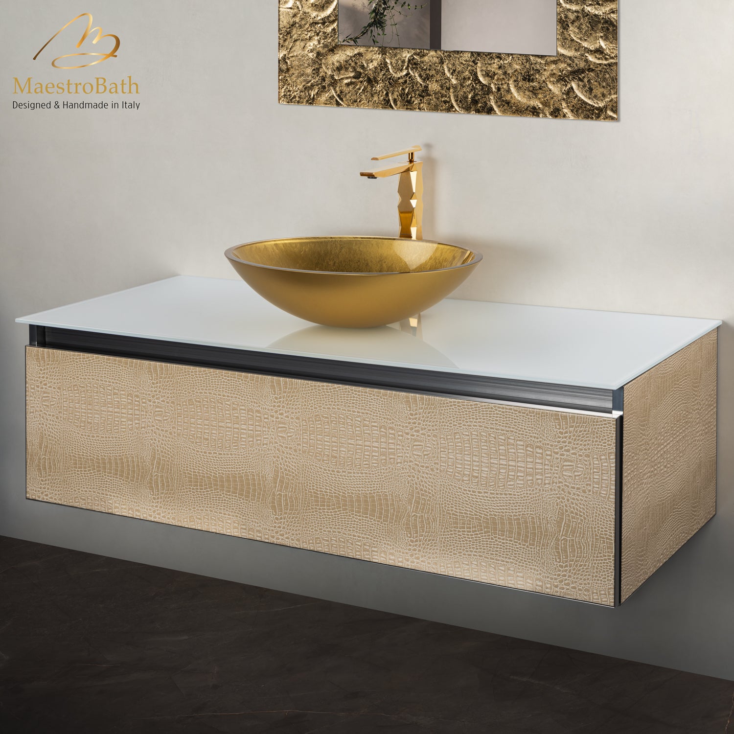 Luxury Crocodile Bathroom Vanity | White Crocodile #Size_48"