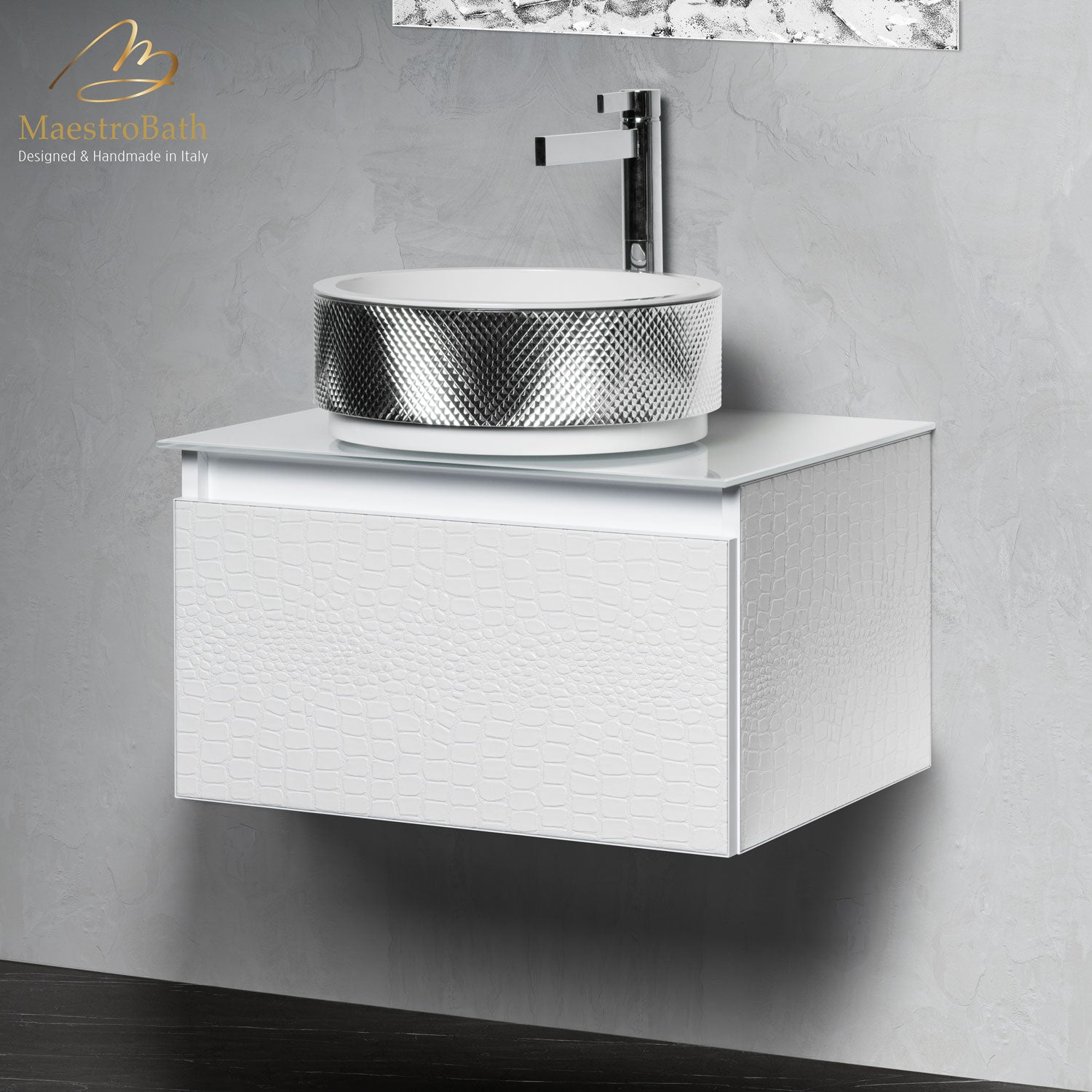 Luxury Crocodile Bathroom Vanity | White Crocodile #Size_24"