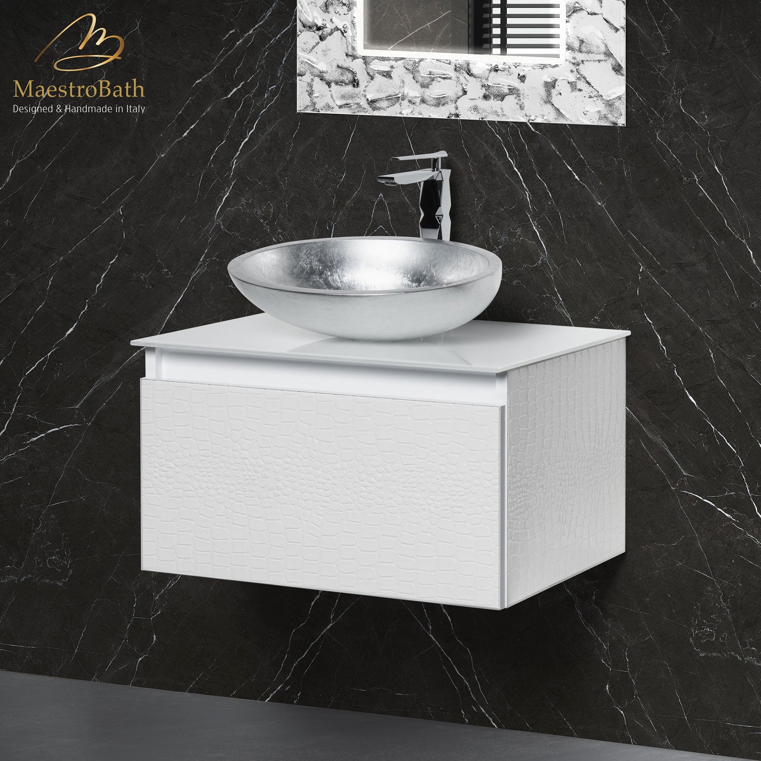 Luxury Crocodile Bathroom Vanity | White Crocodile #Size_24"