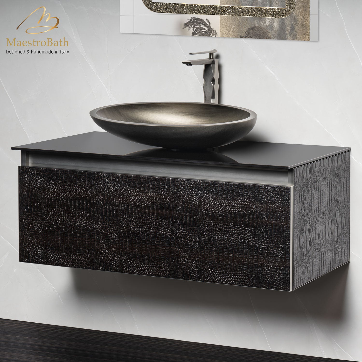 Luxury Crocodile Bathroom Vanity | Dark Crocodile #Size_36"