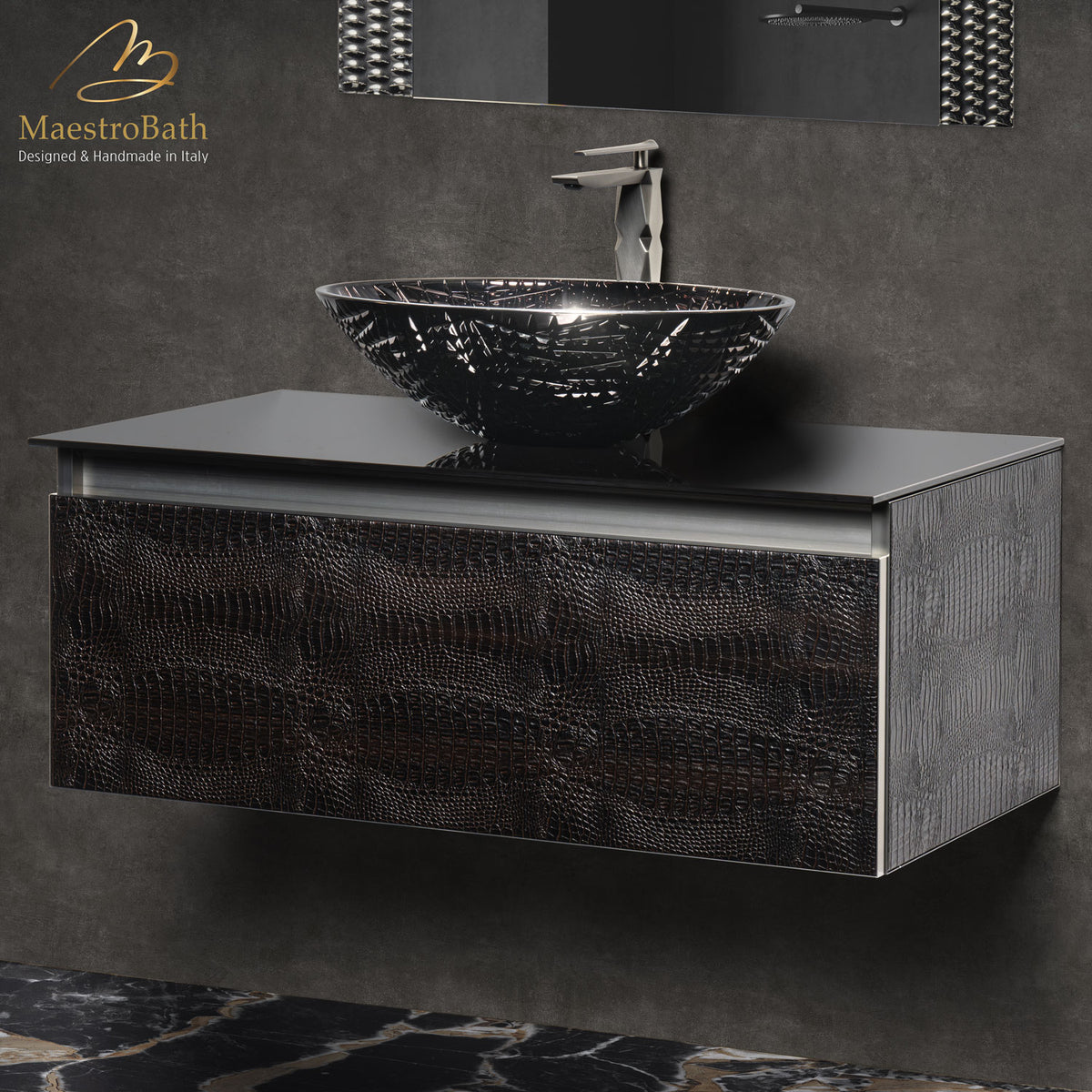 Luxury Crocodile Bathroom Vanity | Dark Crocodile #Size_36"
