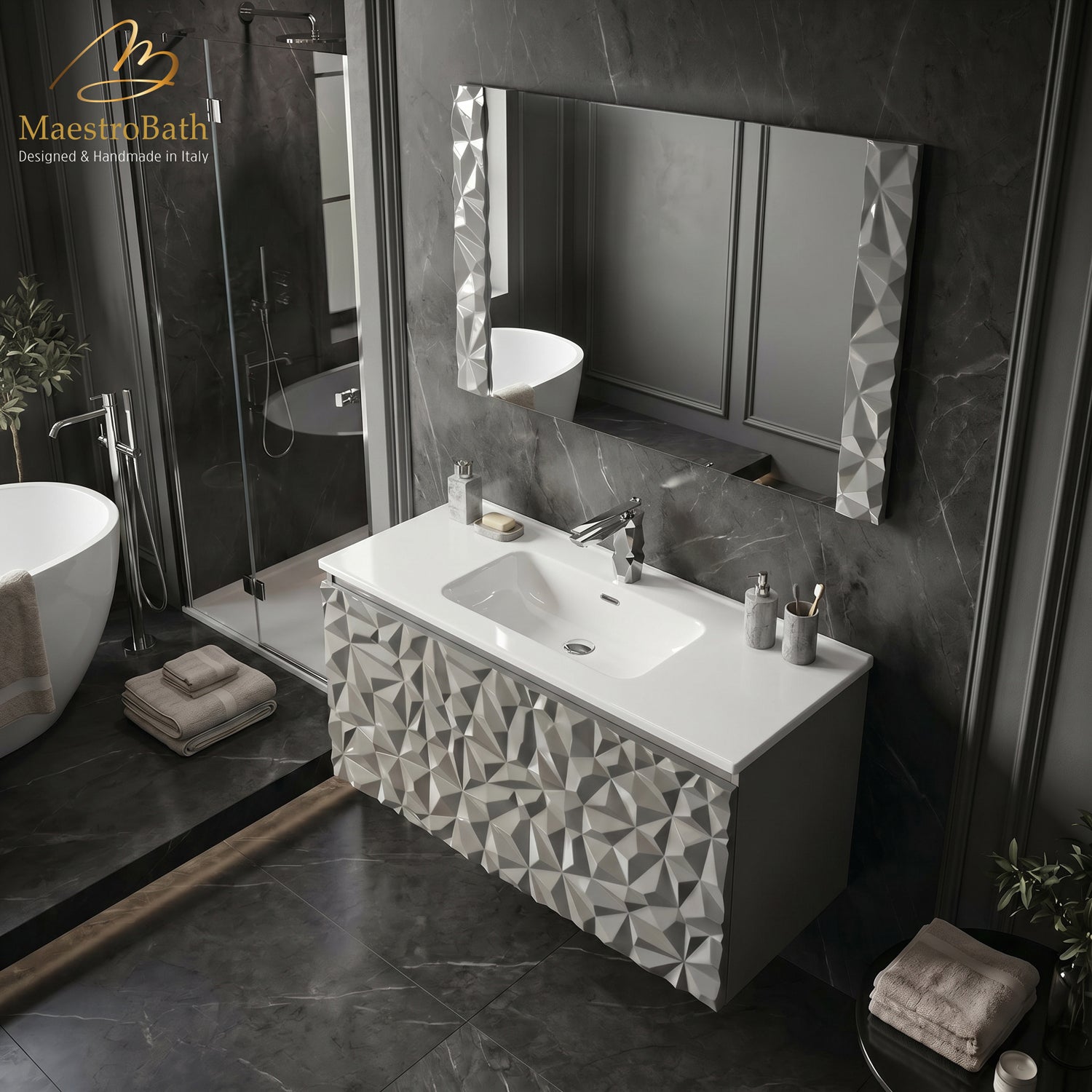 Diamante Modern Bathroom Vanity with Integrated Ceramic Sink #color_grey