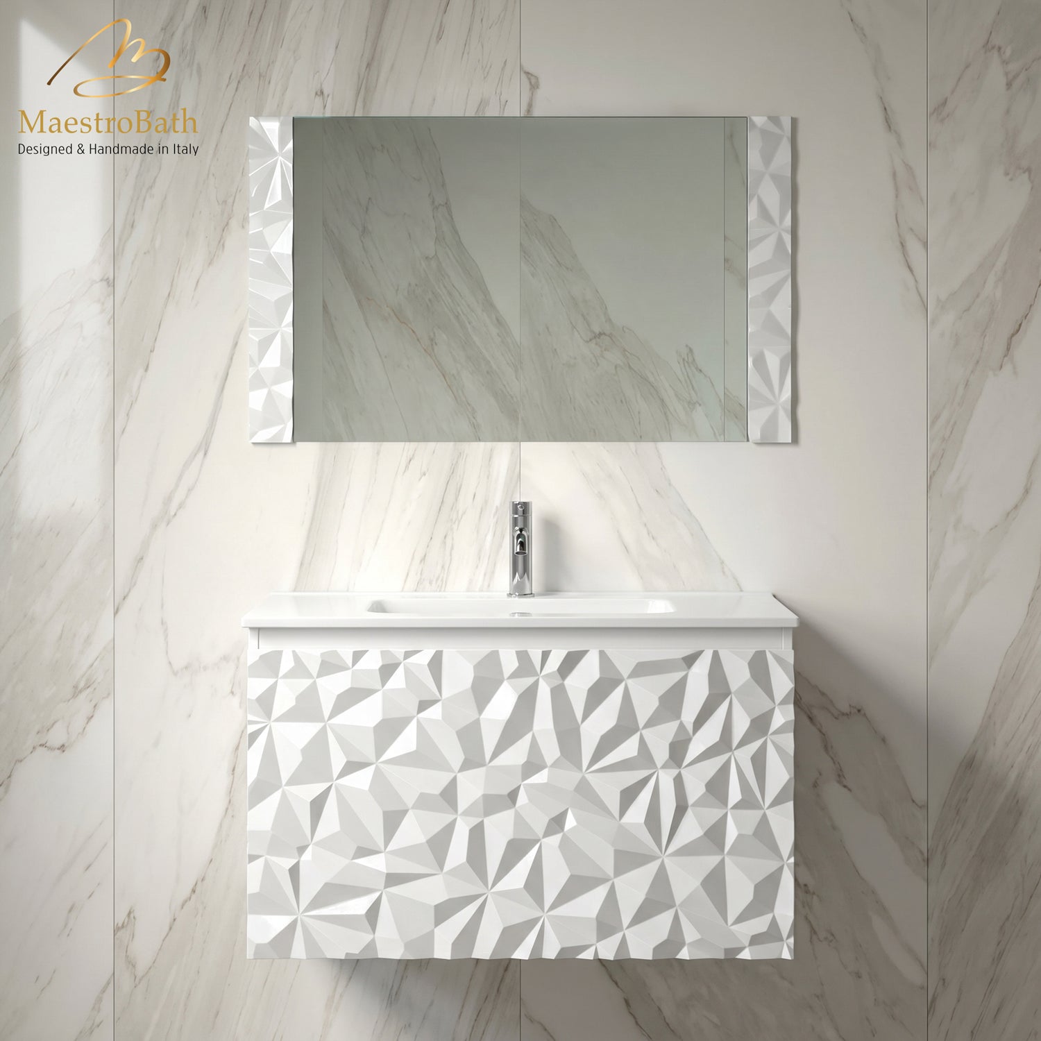 Diamante Modern Bathroom Vanity with Integrated Ceramic Sink #color_white