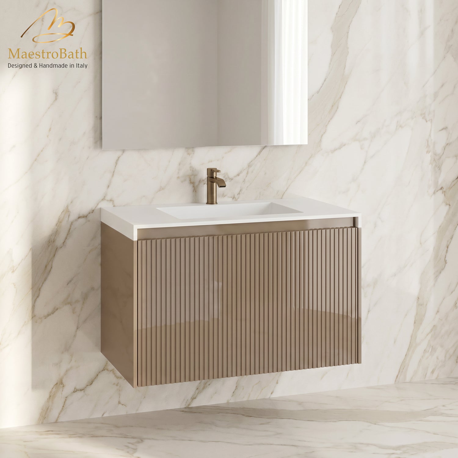 LINEA Luxury Wall Mounted Bathroom Vanity with Integrated Sink #Size_32"