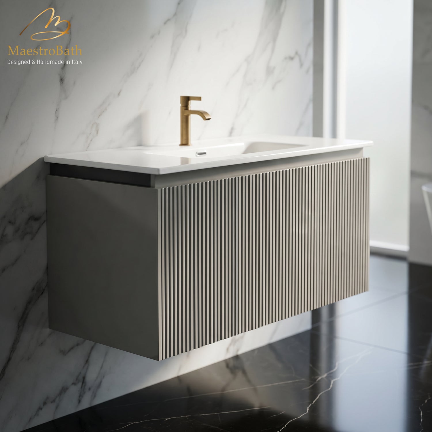LINEA Luxury Wall Mounted Bathroom Vanity with Integrated Sink #Size_40"