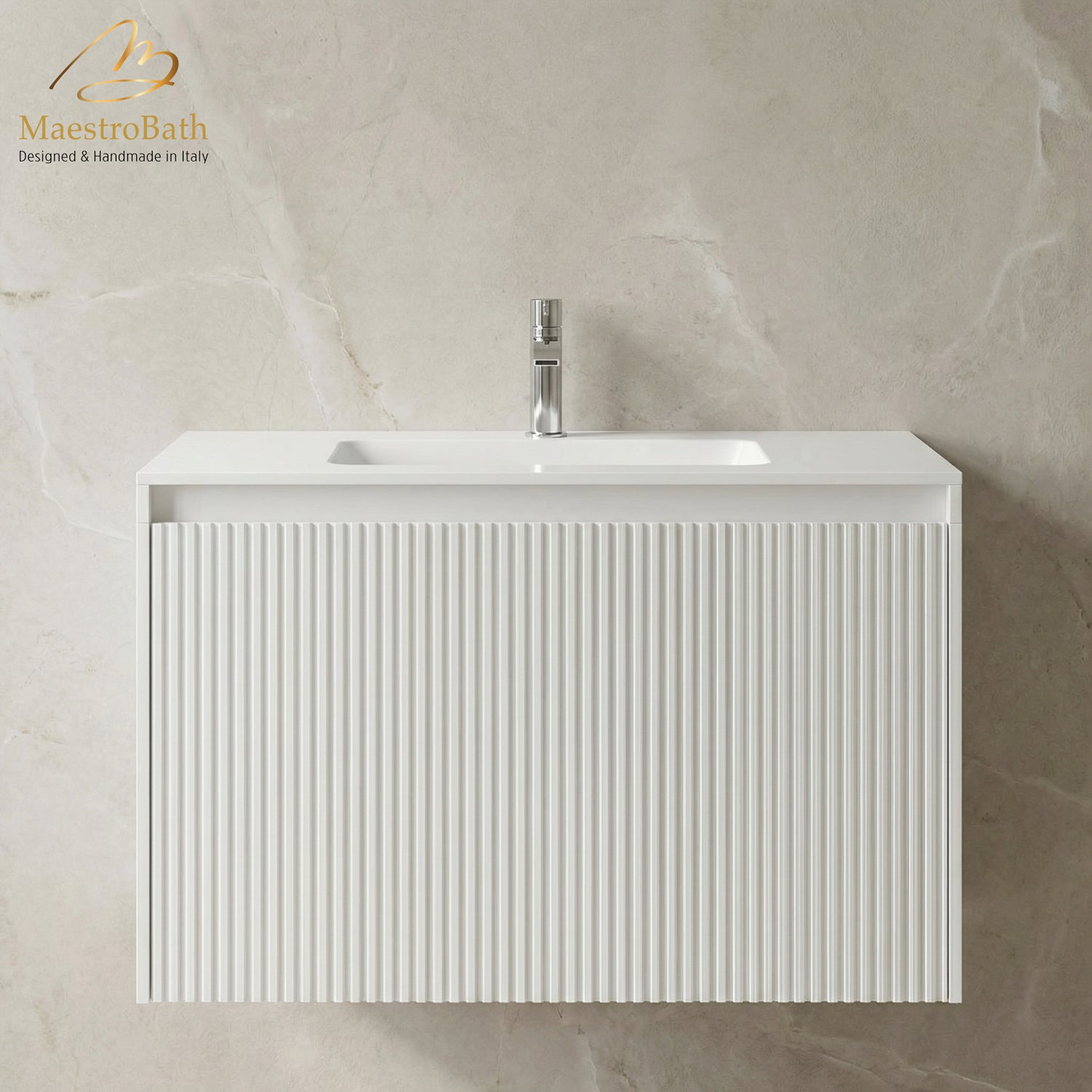 LINEA Luxury Wall Mounted Bathroom Vanity with Integrated Sink #Size_32"