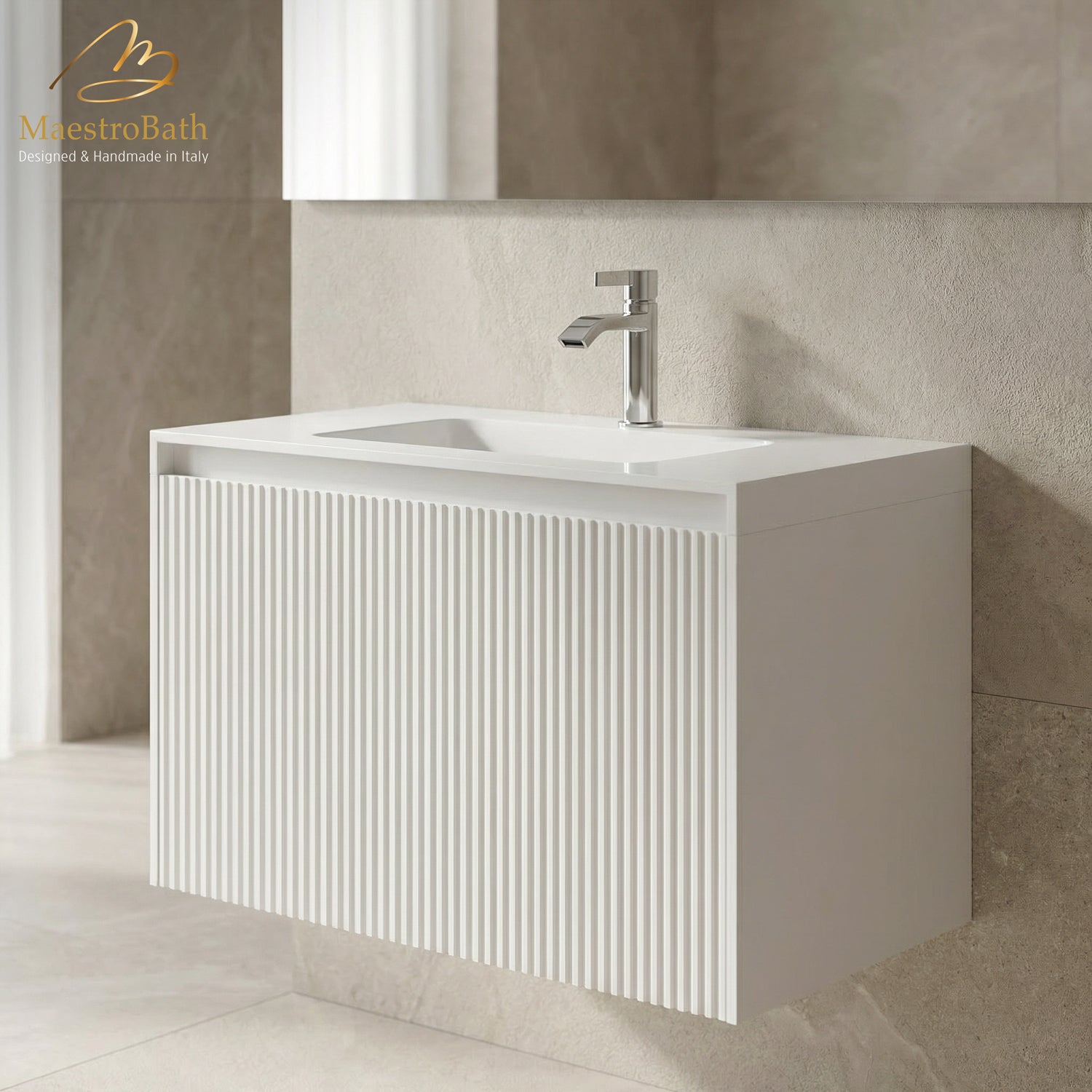 LINEA Luxury Wall Mounted Bathroom Vanity with Integrated Sink #Size_32"