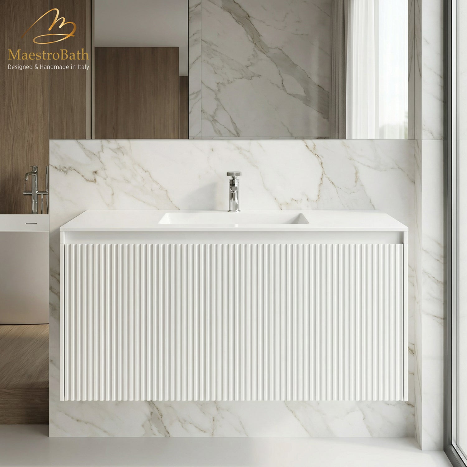 LINEA Luxury Wall Mounted Bathroom Vanity with Integrated Sink #Size_40"