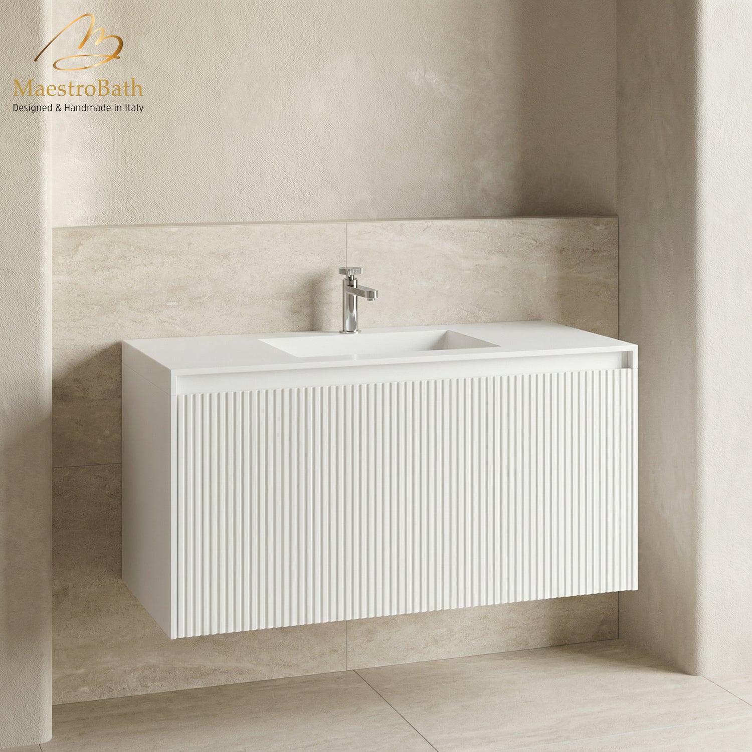 LINEA Luxury Wall Mounted Bathroom Vanity with Integrated Sink #Size_40"