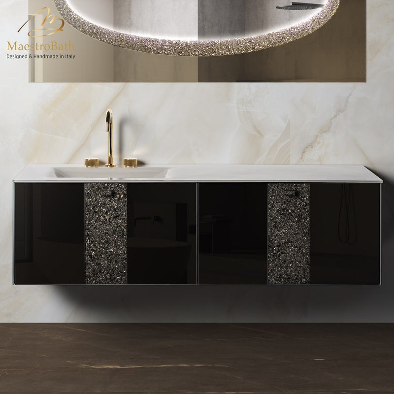 Luxury Crystal Glass Wallmount Bathroom Double Vanity