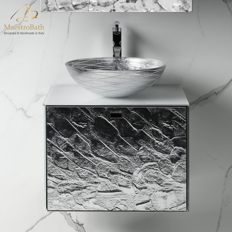 Lucent Luxury Crystal Wave Mirror Single Vanity