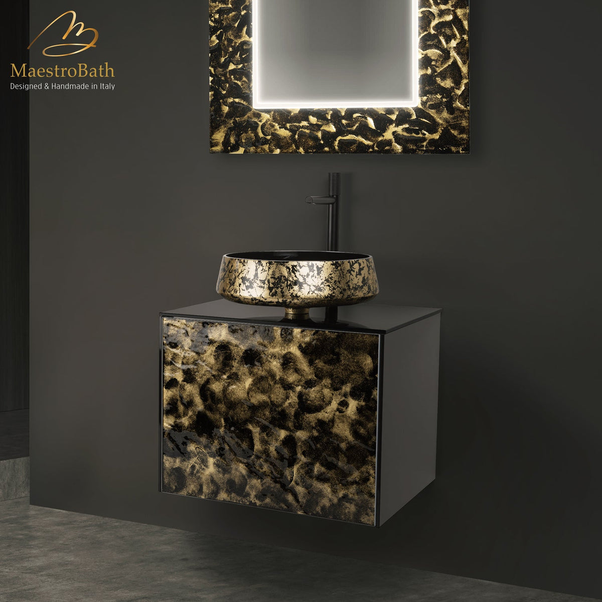 Luxury 24 inch Murano Crystal Wallmount Bathroom Vanity, 24 inch wide, made of wood clad in Murano glass #Size_24"