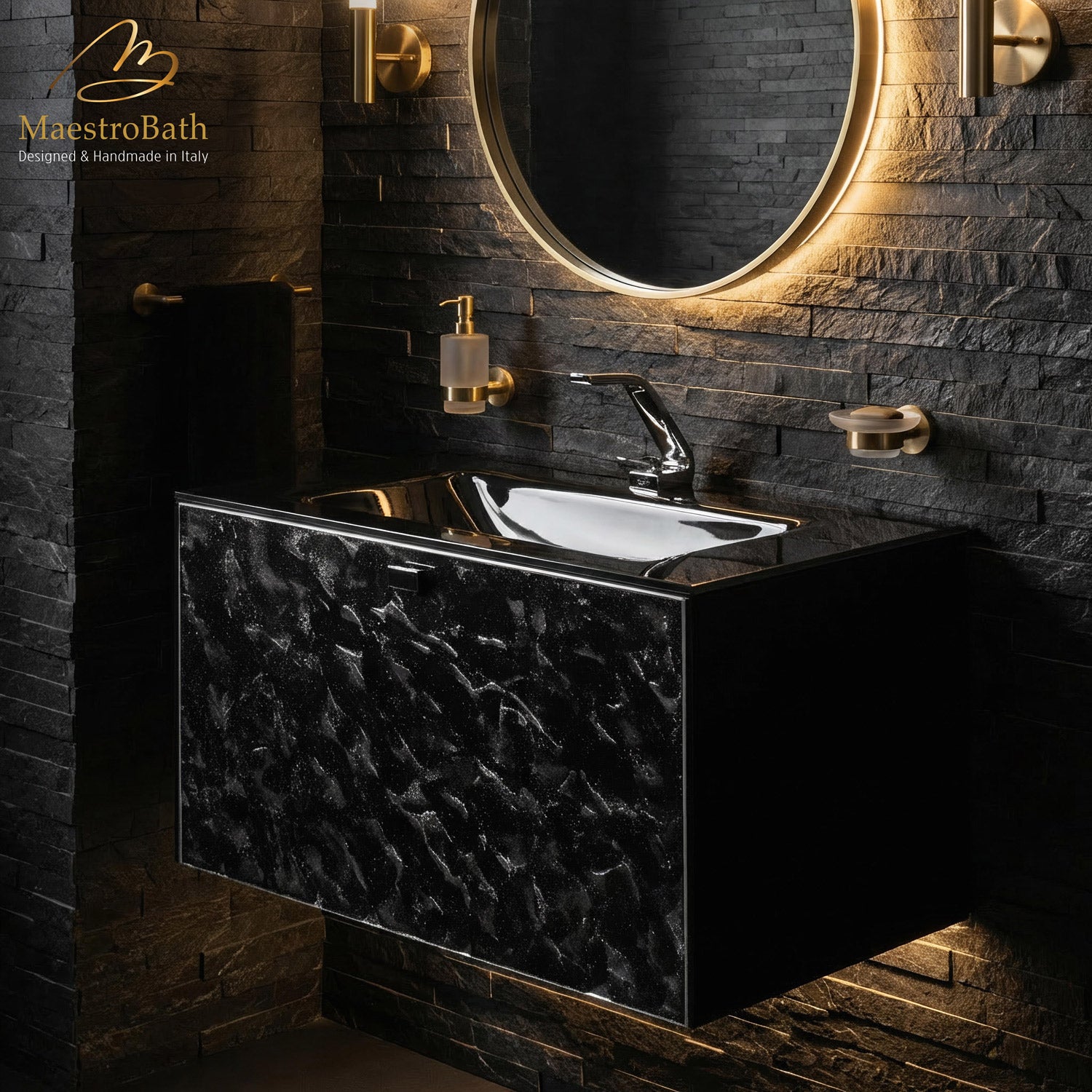 Luxury Murano Crystal Wallmount Bathroom Vanity #Size_32"