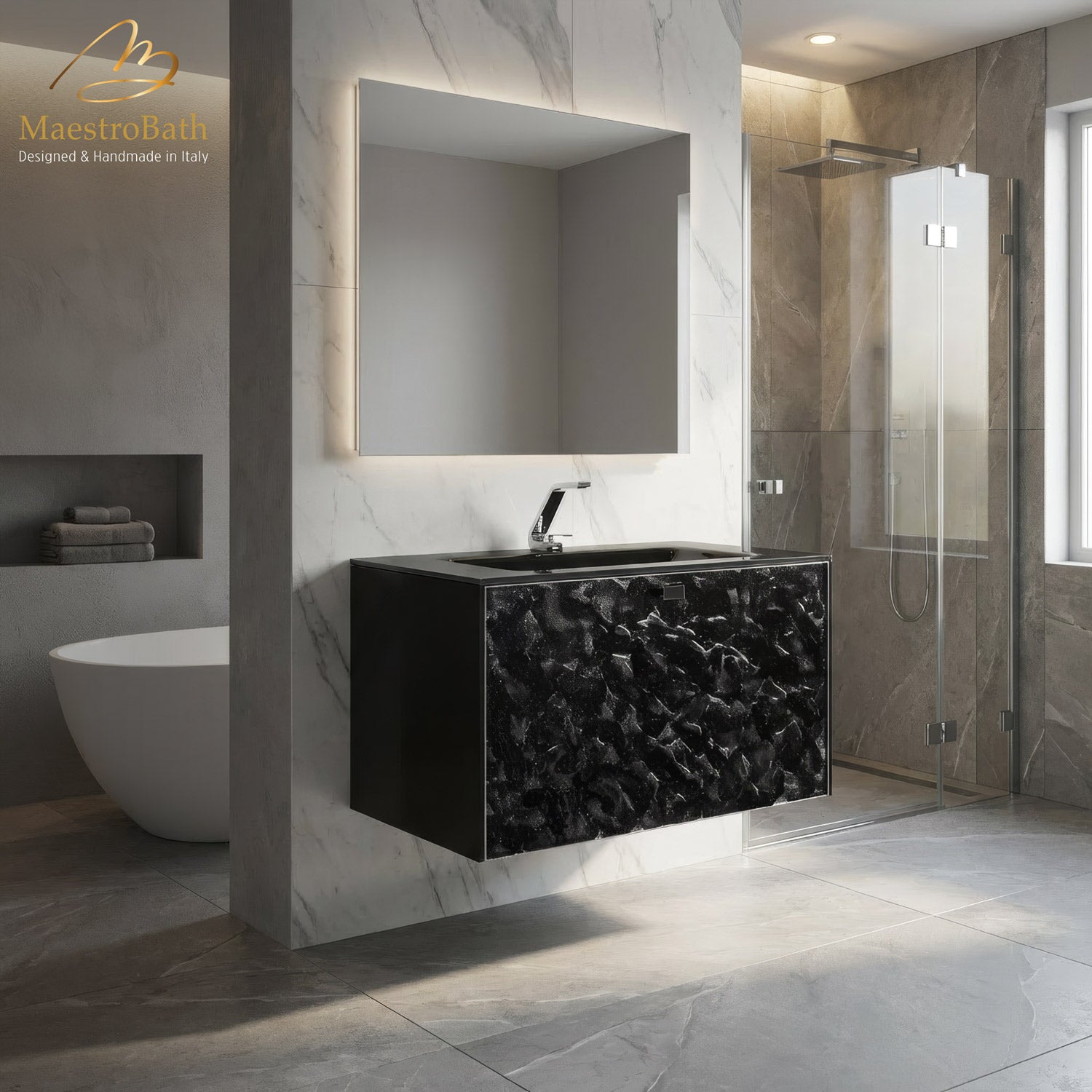 Luxury Murano Crystal Wallmount Bathroom Vanity #Size_32"