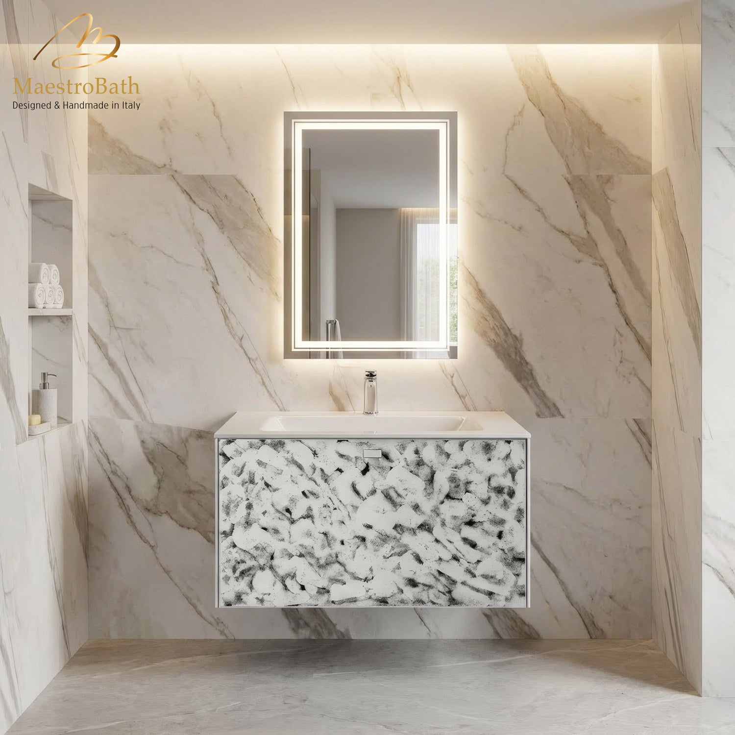 Luxury Murano Crystal Wallmount Bathroom Vanity #Size_32"