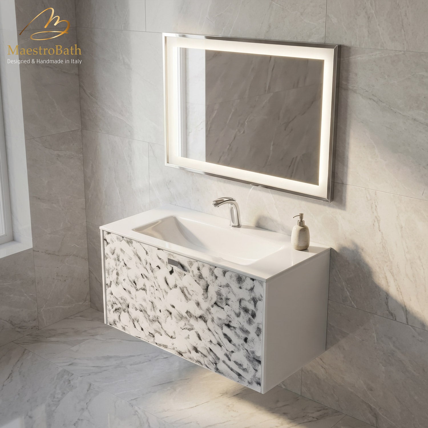 Luxury Murano Crystal Wallmount Bathroom Vanity #Size_32"