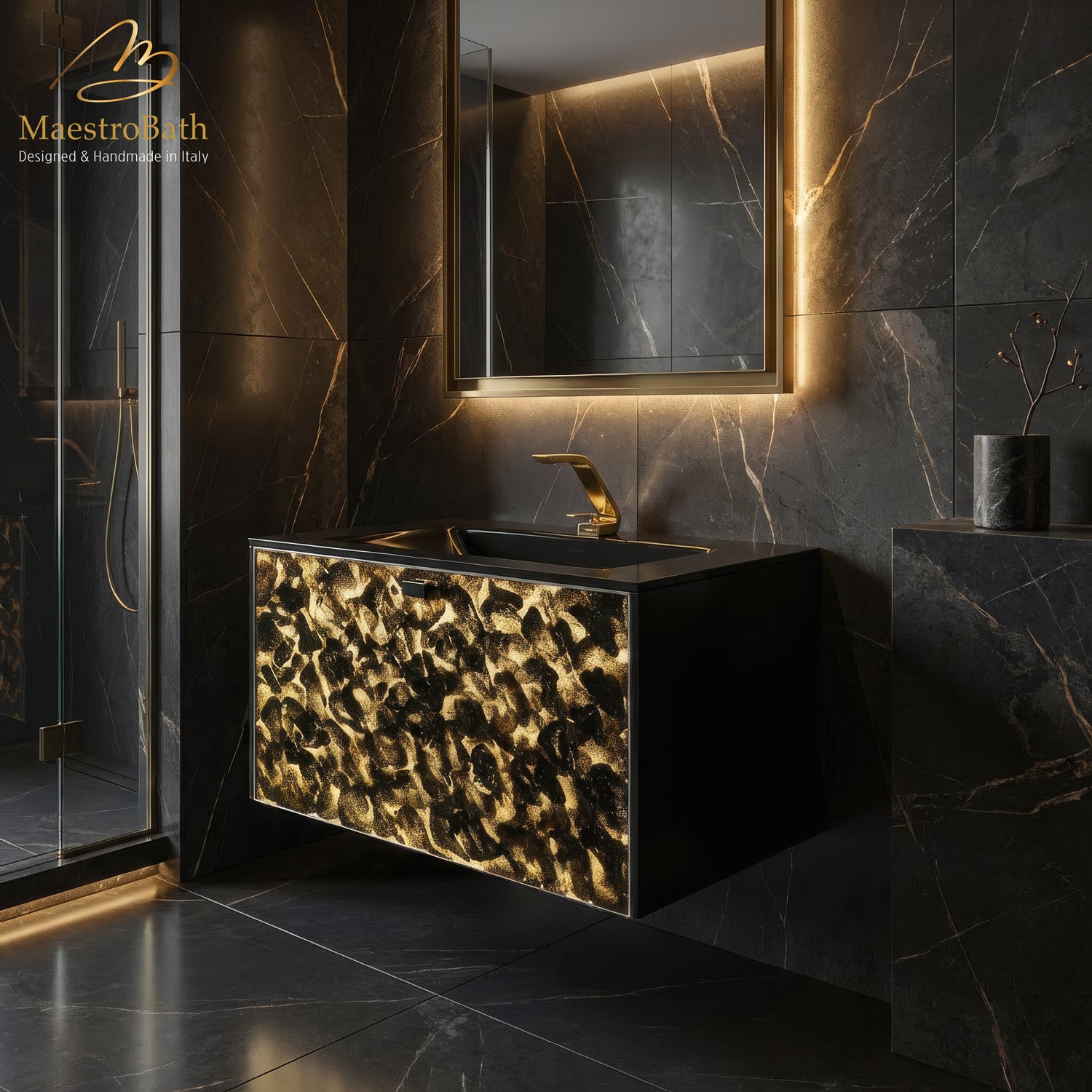 Luxury Murano Crystal Wallmount Bathroom Vanity #Size_32"