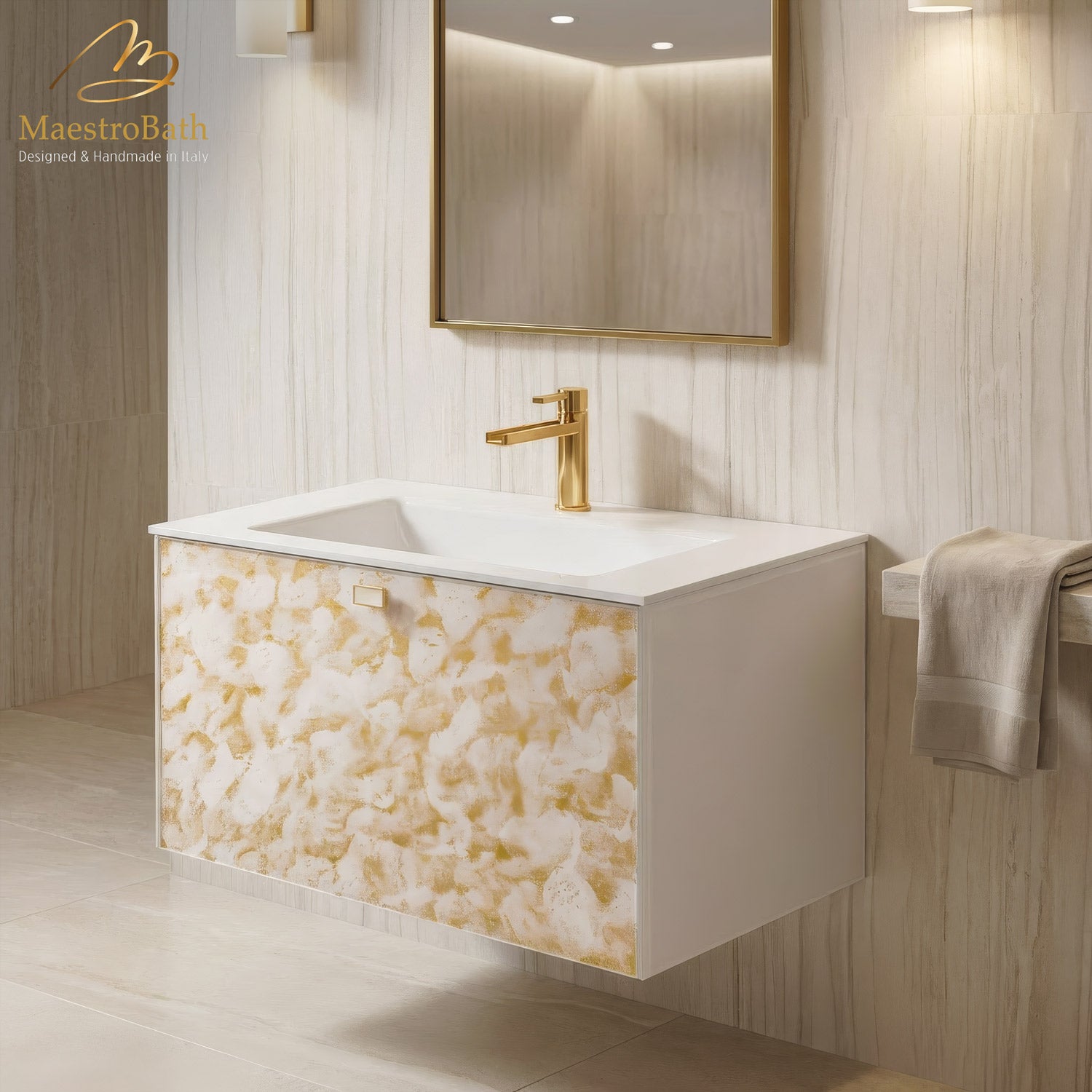 Luxury Murano Crystal Wallmount Bathroom Vanity #Size_32"