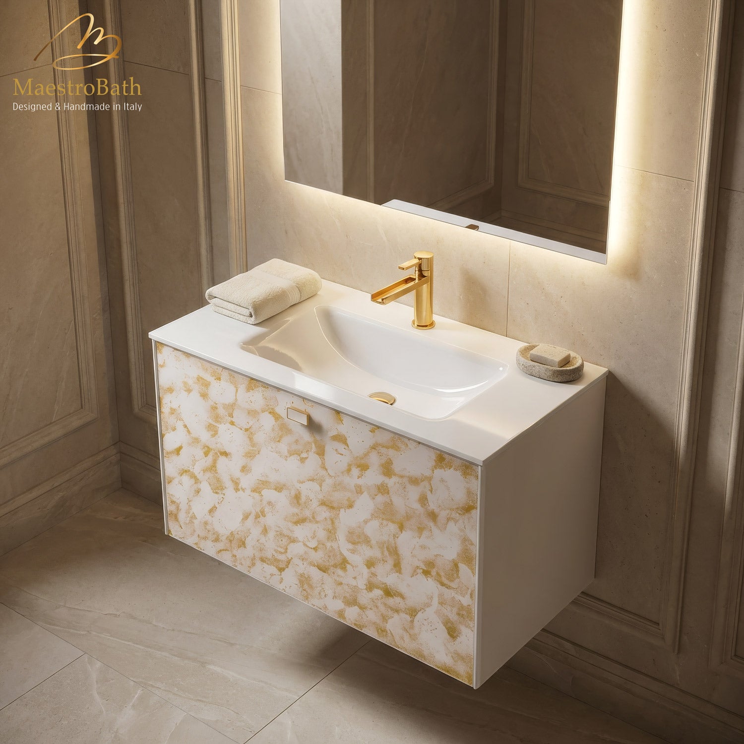 Luxury Murano Crystal Wallmount Bathroom Vanity #Size_32"