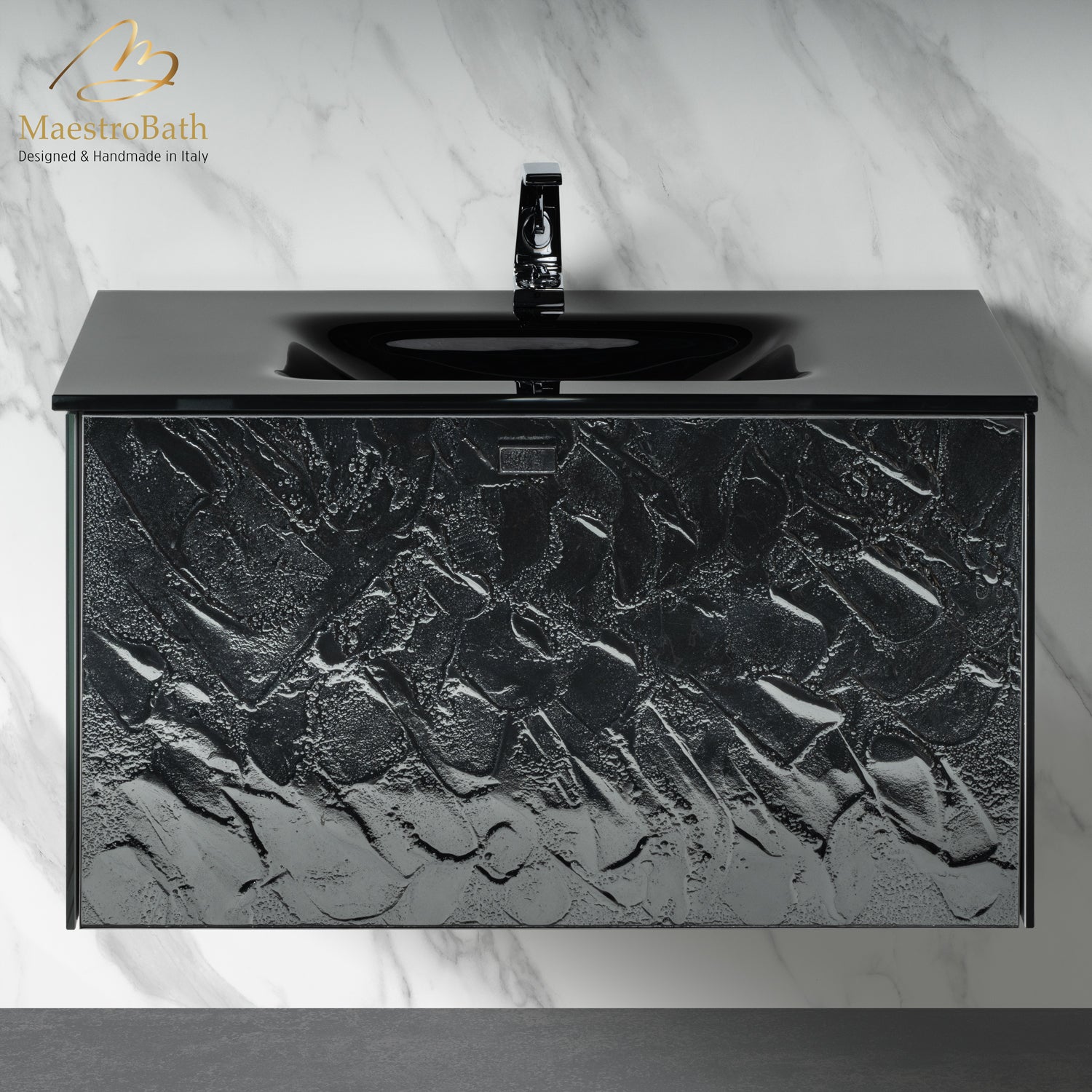 Luxury Murano Crystal Wallmount Bathroom Vanity #color_grey-smoke silver
