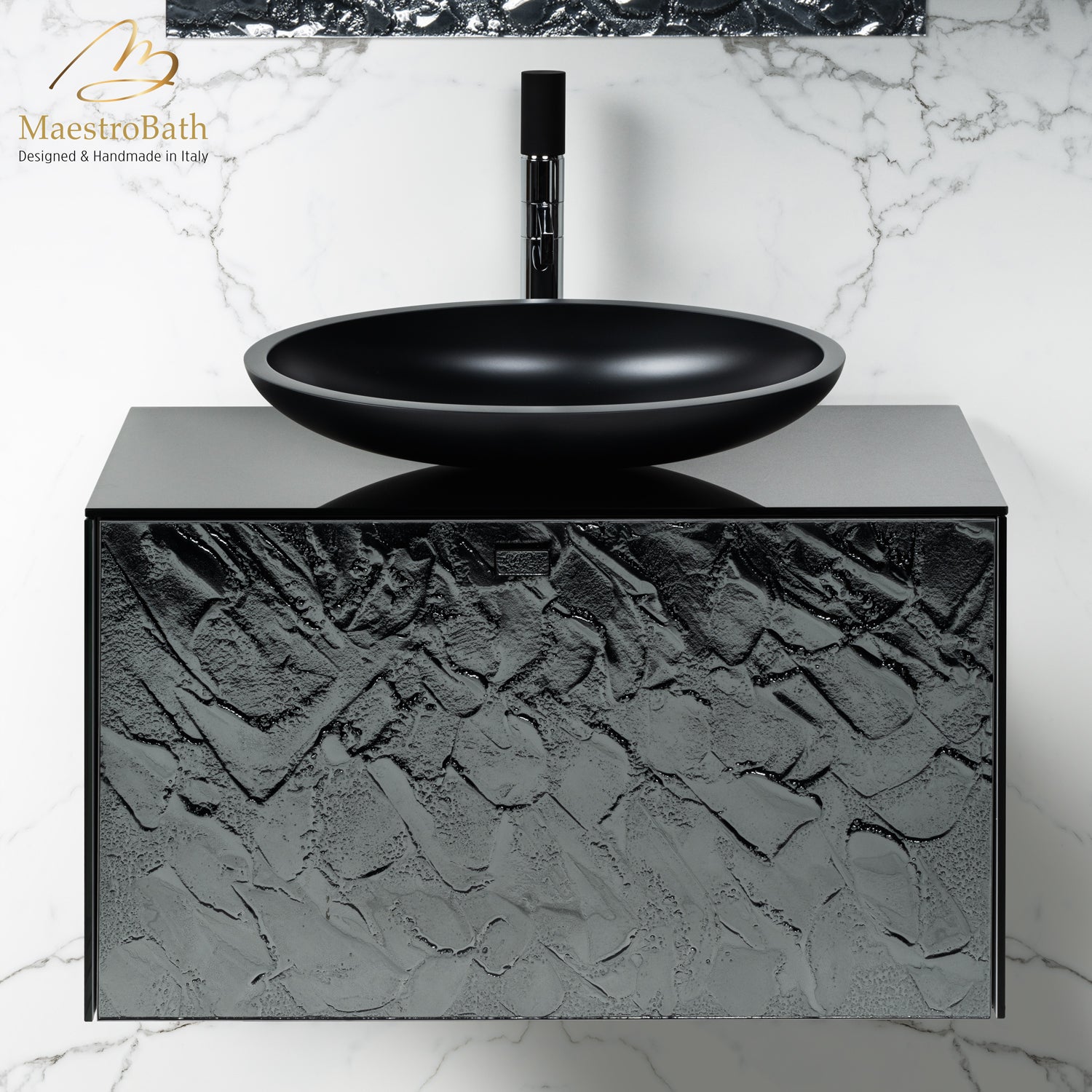 Luxury Murano Crystal Wallmount Bathroom Vanity #color_grey-smoke silver