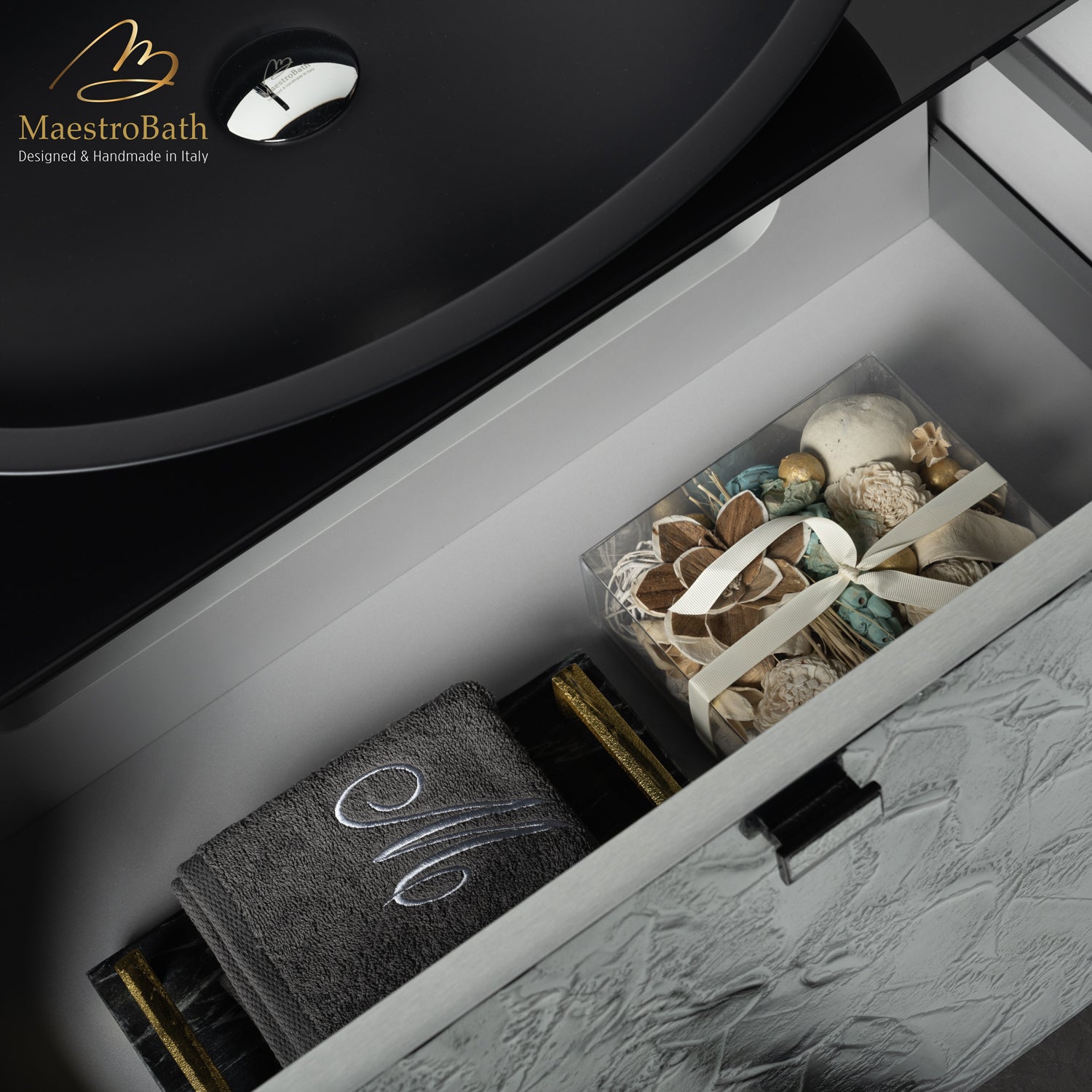 Luxury Murano Crystal Wallmount Bathroom Vanity #color_grey-smoke silver