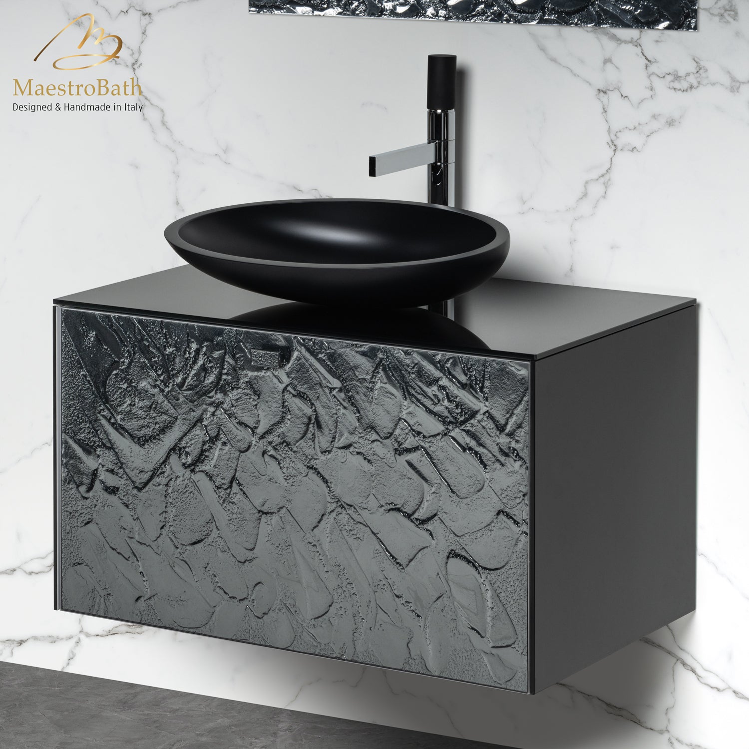 Luxury Murano Crystal Wallmount Bathroom Vanity #color_grey-smoke silver