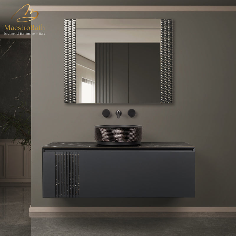 Cactus Bathroom Vessel Sink | Black and Bronze