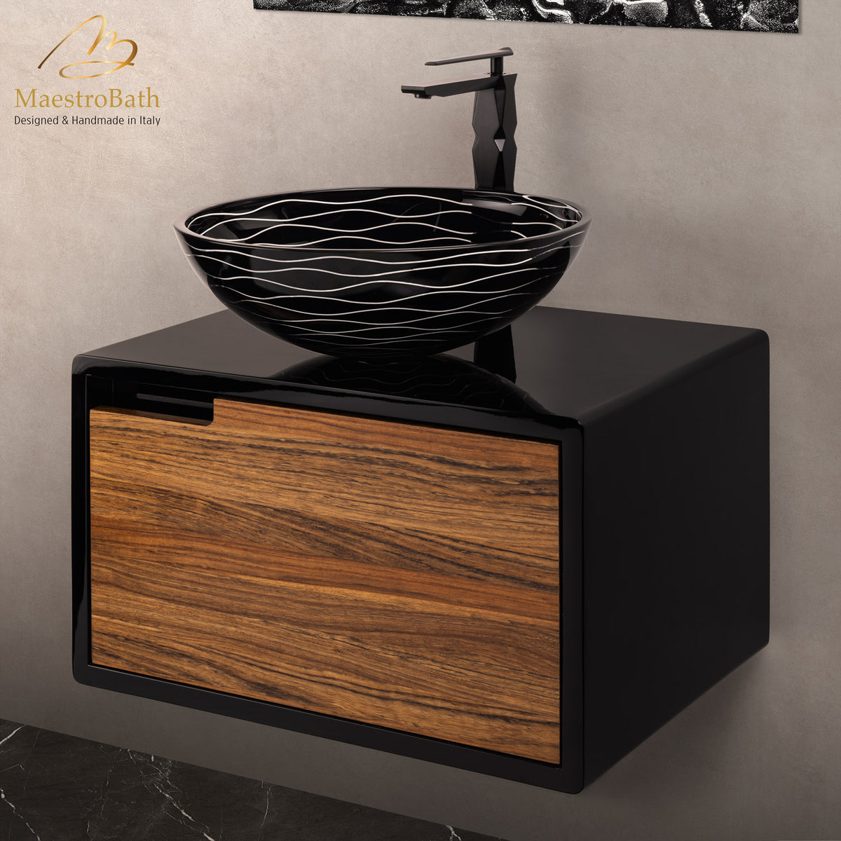 VetroFreddo Wave Black Vessel Sink #color_black