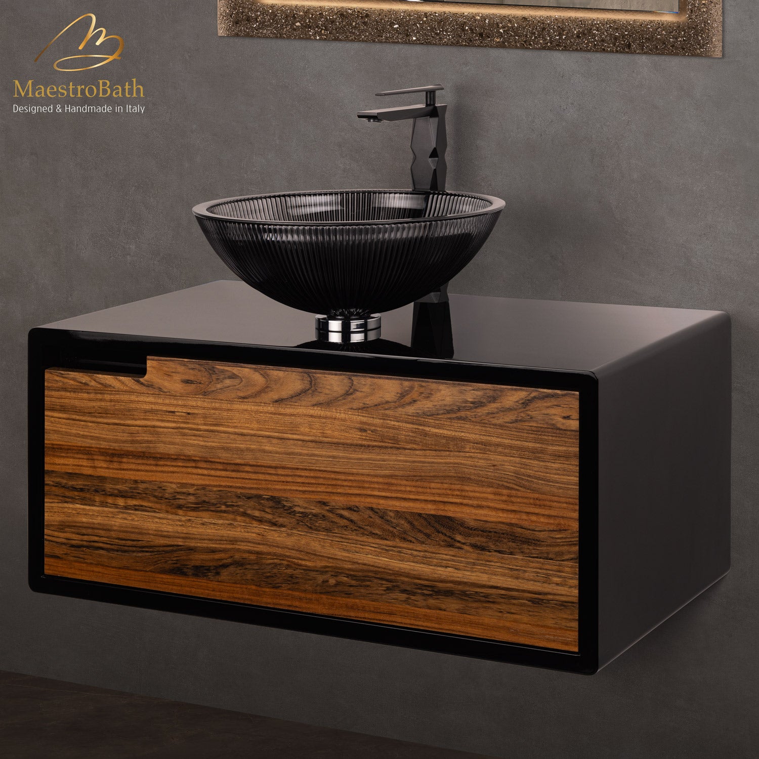 Plisse Luxury Round Vessel Sink #color_black