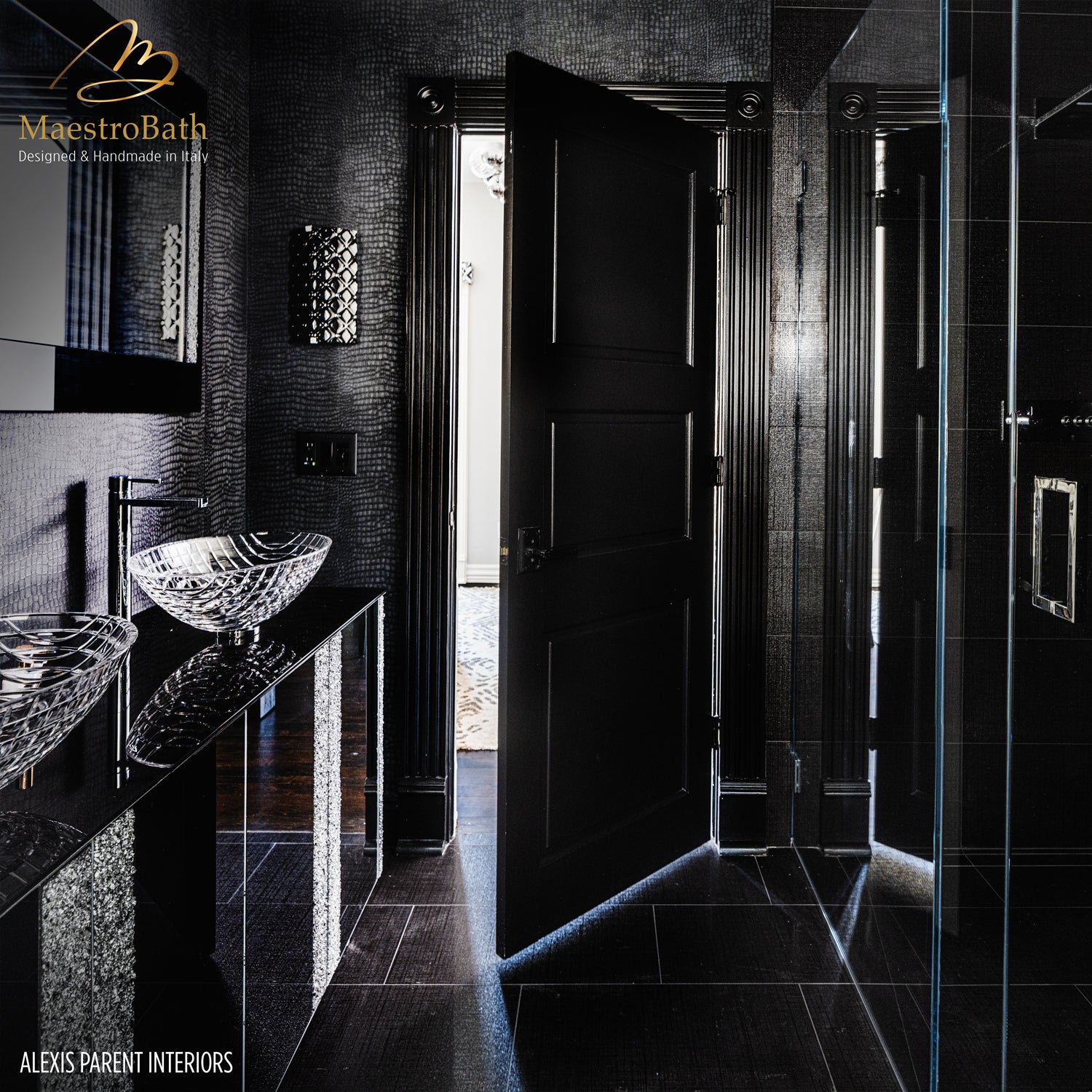 Princess Luxury Crystal Black Double Vanity #color_black