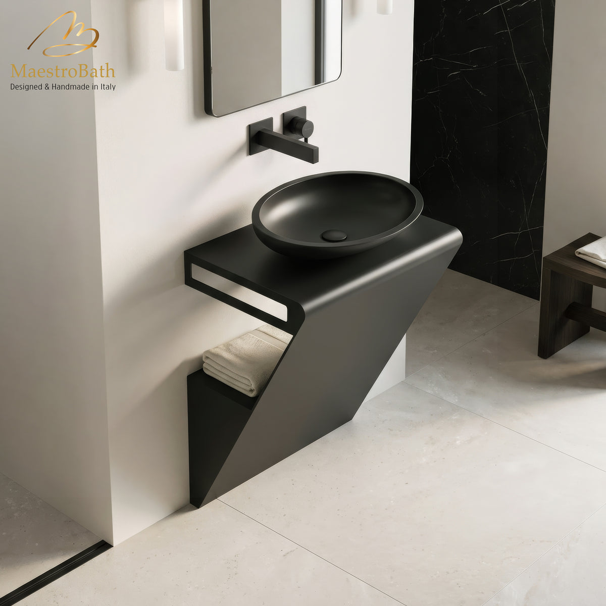 Seven Washstand, luxury Stainless Steel bathroom vanity by MaestroBath