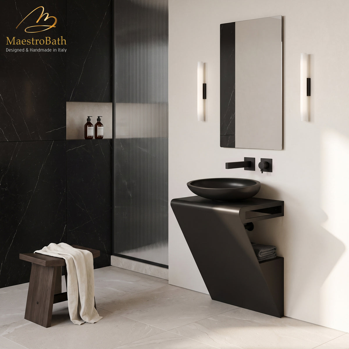 Seven Washstand, luxury Stainless Steel bathroom vanity by MaestroBath
