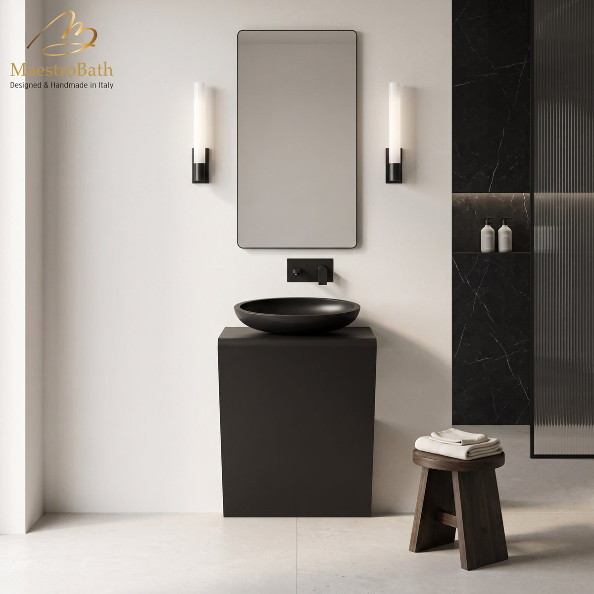 Seven Washstand, luxury Stainless Steel bathroom vanity by MaestroBath