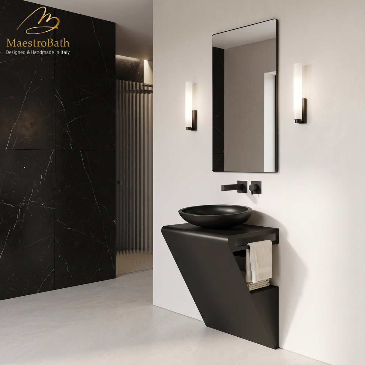 Seven Washstand, luxury Stainless Steel bathroom vanity by MaestroBath