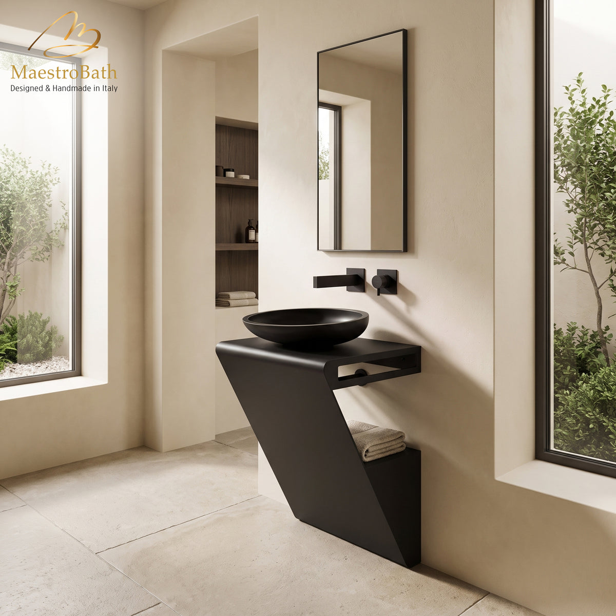 Seven Washstand, luxury Stainless Steel bathroom vanity by MaestroBath